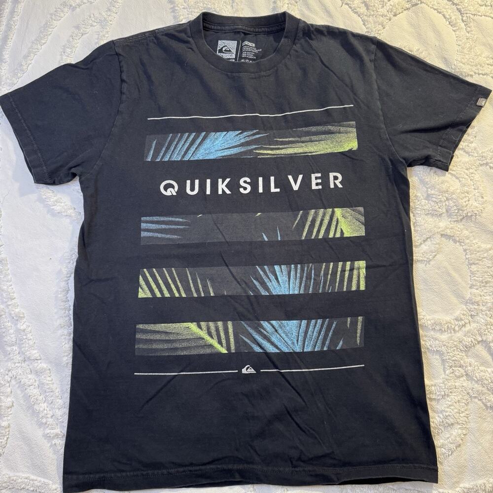 Youth Quicksilver graphic T-shirt Short Sleeve Black Size Medium